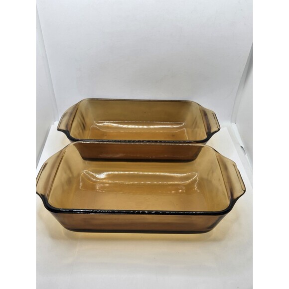 1 Anchor Hocking   Small Amber BAKING LOAF PAN BOWL  USA - Picture 2 of 9